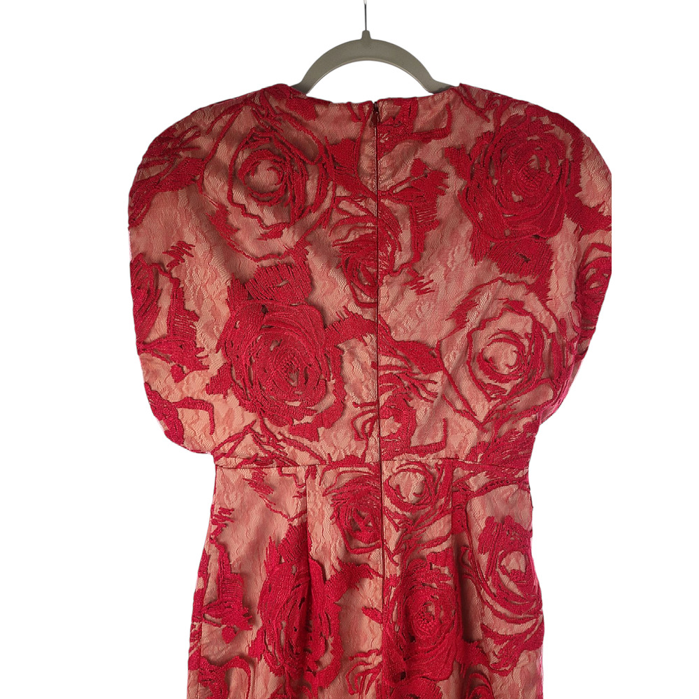 Black Halo Mesh Floral Embroidered Midi Length Dress Size 2 - Picture 7 of 11